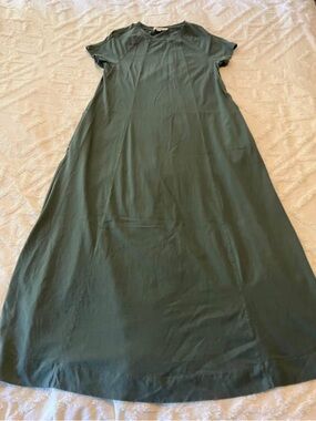 chinese dress ladies Berylove Women Dark Green Wedding Guest Dress A Line Spaghetti Straps Maxi Prom Dress with Slit, Dark Green / M